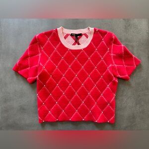 Maje NWT wool short sleeve sweater with rhinestones